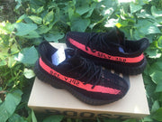 Yeezy Boost 350 V2 Black and Bright Coral Sneakers