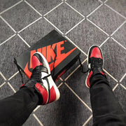 Air Jordan 1 High Black Red Toe Sneakers