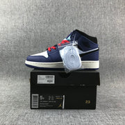 Air Jordan 1 Mid White, Black and Purple Sneakers