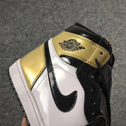Jordan 1 High Mismatched Black Gold White Sneakers