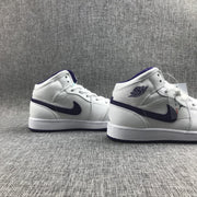 Air Jordan 1 Mid White Purple Sneakers 332148-137