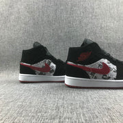 Air Jordan 1 Mid Black Red Sneakers 852542-061