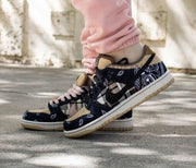 Jordan 1 High Paisley Pattern Sneakers in Black and Tan
