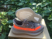Yeezy 350 V2 Gray and Orange Knit Sneakers