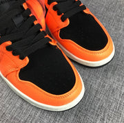 Air Jordan 1 Mid Shattered Backboard Sneakers, Black and Orange