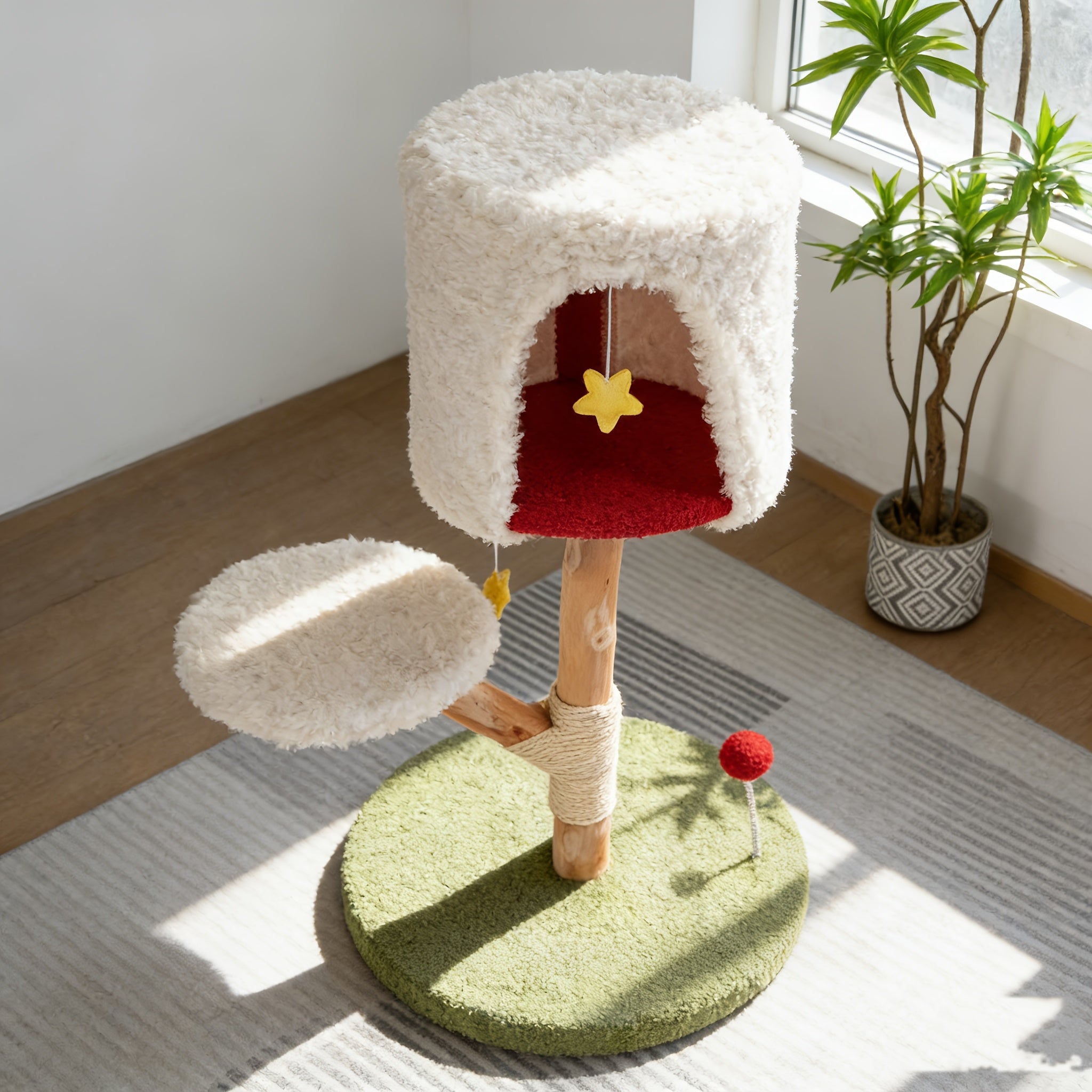 Cat Tree with Scratching Post, Cat Tower for Indoor Cats, Cat Condo, Cat Tree, Cat Tower, Cat Bed, Spring Cat Playing Tree, Solid Wood