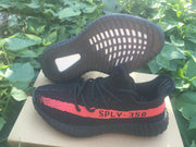 Yeezy Boost 350 V2 Black and Bright Coral Sneakers