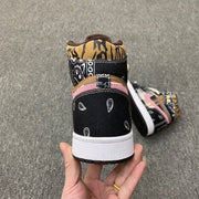 Jordan 1 Mid Paisley Sneakers Black Tan Pink White