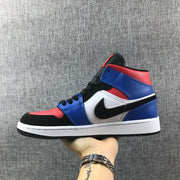Air Jordan 1 Mid Blue Red Black White Sneakers