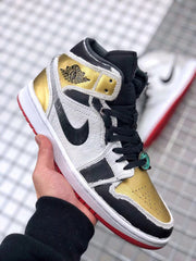 Jordan Air Jordan 1 Mid Edison Chen White Black Gold Sneakers