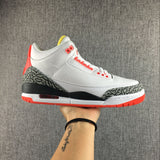 Air Jordan 3 White, Red and Black High-Top Sneakers