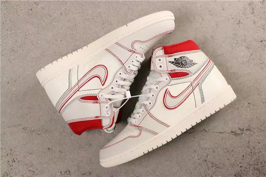 Air Jordan 1 Retro High OG White and Red Sneakers
