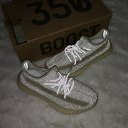 Yeezy 350 V2 Knit Sneakers in Light Gray and Cream