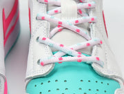 Jordan 1 Mid Sneakers White Pink Turquoise 555112-102