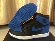 Jordan 1 High Black and Royal Blue Sneakers