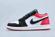 Jordan 1 Low Black Toe Sneakers Black White Red