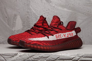 Yeezy 350 V2 Burgundy Zebra Knit Sneakers