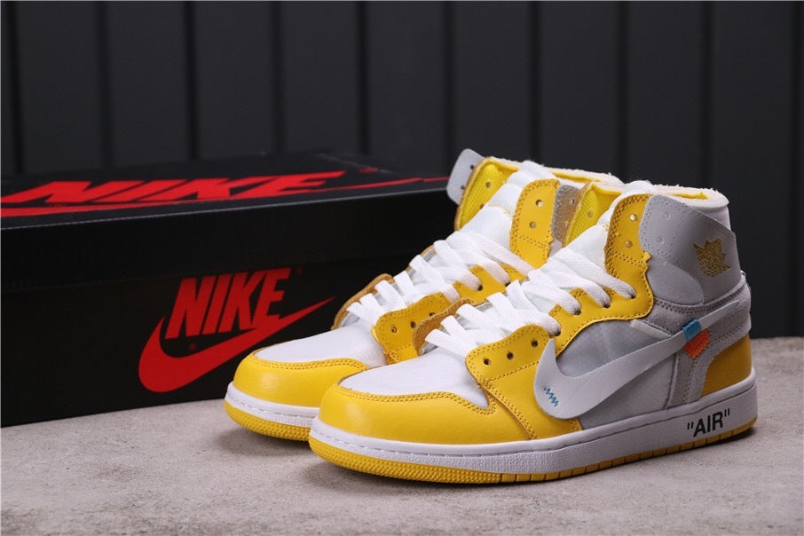 Jordan Air Jordan 1 High Off-White UNC White Yellow Sneakers