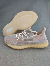 Yeezy 350 V2 Knit Sneakers in Gray and Cream