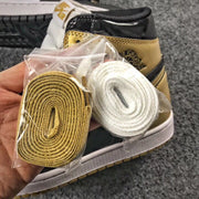 Jordan 1 High Mismatched Black Gold White Sneakers