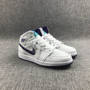 Air Jordan 1 Mid White Purple Sneakers 332148-137