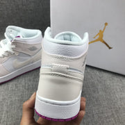 Jordan 1 Mid Grey White Fuchsia High-Top Sneakers