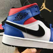 Air Jordan 1 Mid Blue Red Black White Sneakers