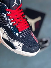 Jordan 4 Sashiko-Style Embroidered Sneakers Navy