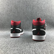 Jordan 1 Mid Black Red Canvas-Style Sneakers 554724-020