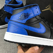 Air Jordan 1 Mid Black and Blue High-Top Sneakers