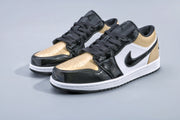 Jordan 1 Low Gold Toe Black and Metallic Gold Sneakers