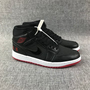 Air Jordan 1 Mid Black Red White High-Top Sneakers