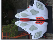 Air Jordan 6 Sneakers in White, Grey and Red