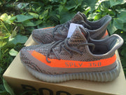 Yeezy 350 V2 Gray and Orange Knit Sneakers