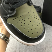 Jordan 1 Mid Sneakers in Black and Olive Green