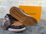Jordan 1 Low Brown Black Sneakers with Monogram Print