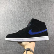 Jordan 1 Mid Black Red Blue Sneakers 554724-065