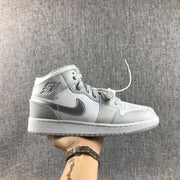 Jordan Air Jordan 1 Mid GS White and Silver Sneakers
