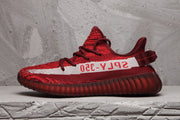 Yeezy 350 V2 Burgundy Zebra Knit Sneakers