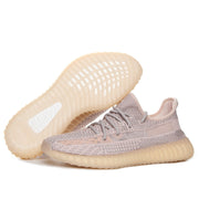 Yeezy 350 V2 Knit Sneakers in Light Gray and Tan
