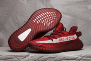 Yeezy 350 V2 Burgundy Zebra Knit Sneakers
