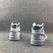 Air Jordan 1 Mid White Silver Sneakers 554724-105