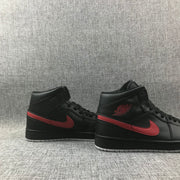 Air Jordan 1 Mid Black and Red Sneakers 554724-045