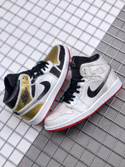 Jordan Air Jordan 1 Mid Edison Chen White Black Gold Sneakers