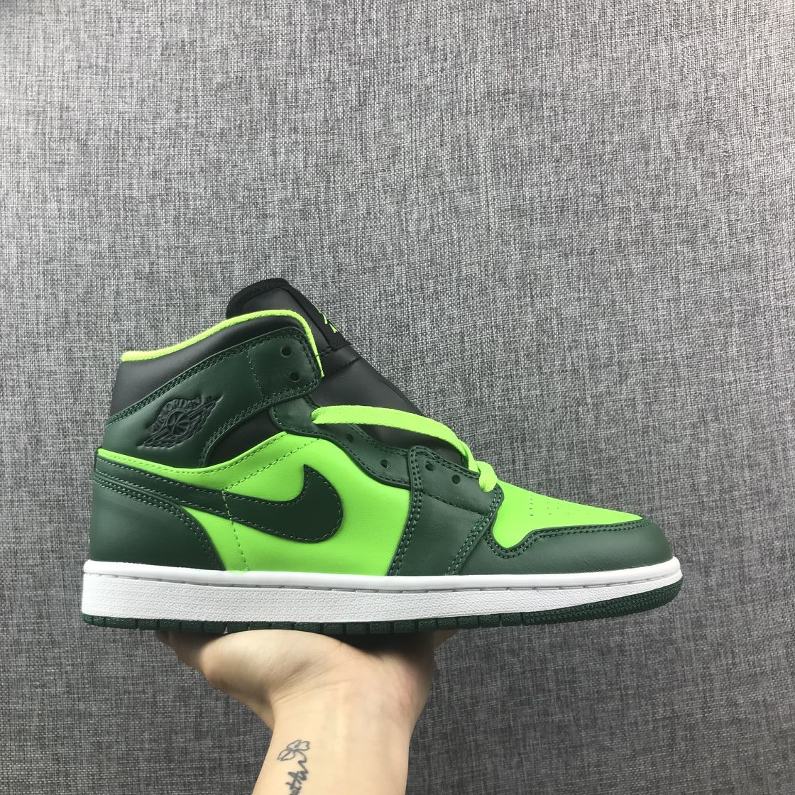 Air Jordan 1 Mid Fluorescent Green Sneakers 554724-330