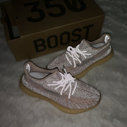 Yeezy 350 V2 Knit Sneakers in Light Gray and Tan