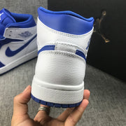 Jordan 1 Mid Hyper Royal Sneakers, White and Blue, 554724-114