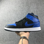 Air Jordan 1 Mid Black and Blue High-Top Sneakers