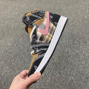 Jordan 1 Mid Paisley Sneakers Black Tan Pink White