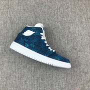 Air Jordan 1 Mid Blue Pattern Women's Sneakers AH7389-300